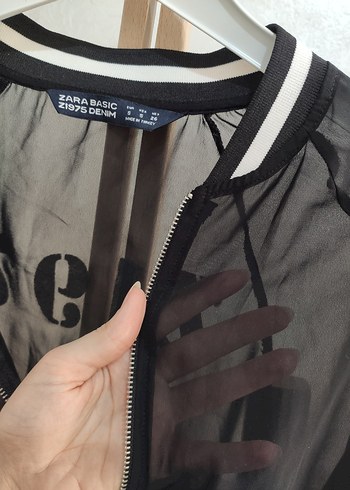 Zara Siyah Fermuarlı Uzun Kol Bomber Ceket