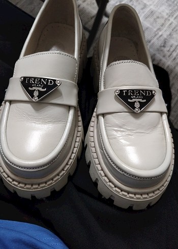 Trend Milano Beyaz Platformlu kız çocuk Loafer
