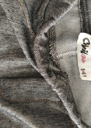 Gri Elastik Bel Kız Denim Pantolon - Görsel 3