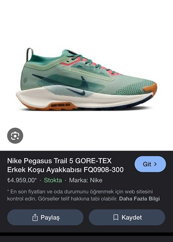 Nike Pegasus Trail 5 GORE-TEX Erkek Koşu Ayakkabısı Turkuaz