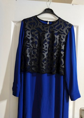 Uzun Kollu Mavi Gotik Elbise - Görsel 11