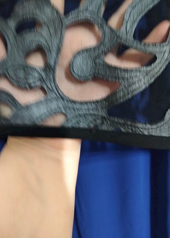 Uzun Kollu Mavi Gotik Elbise - Görsel 4