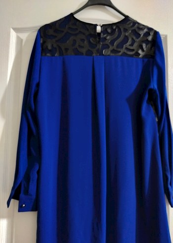 Uzun Kollu Mavi Gotik Elbise - Görsel 7