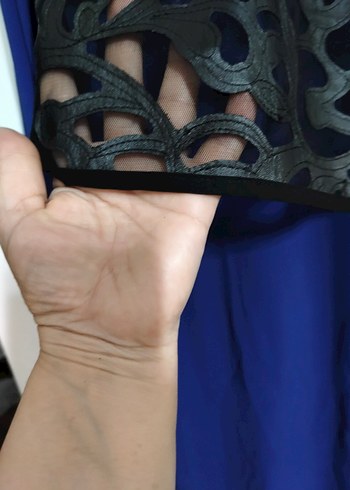 Uzun Kollu Mavi Gotik Elbise - Görsel 3