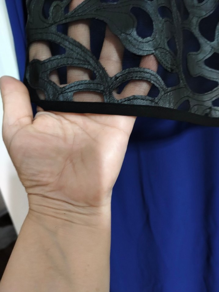 Uzun Kollu Mavi Gotik Elbise - Görsel 3