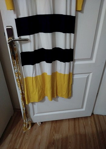 Uzun Kollu Çizgili Kadın Triko Elbise - Görsel 2