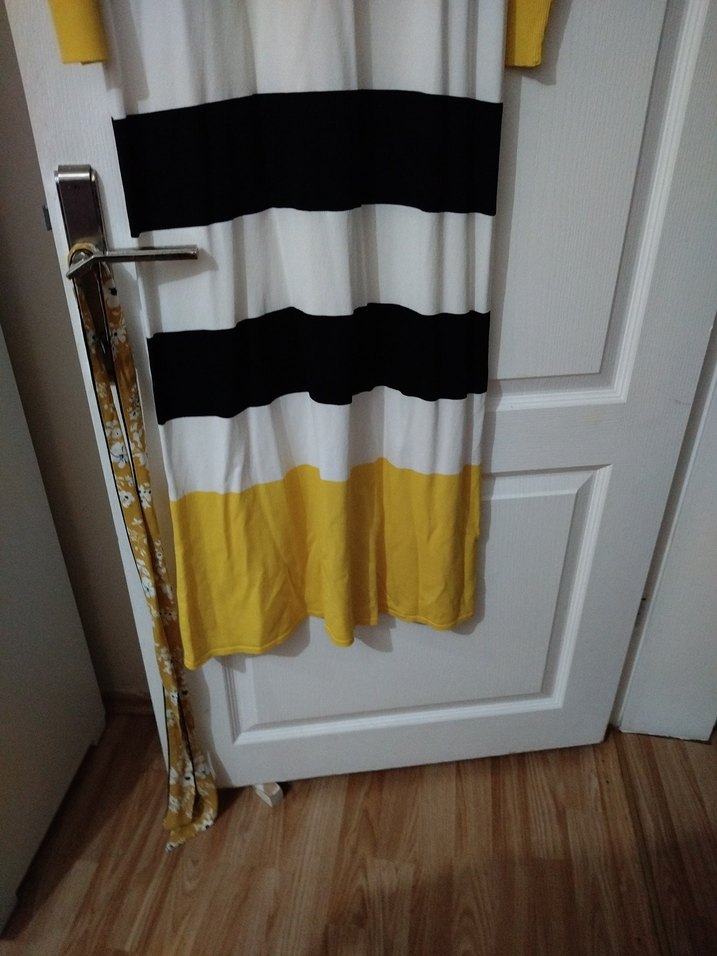 Uzun Kollu Çizgili Kadın Triko Elbise - Görsel 2