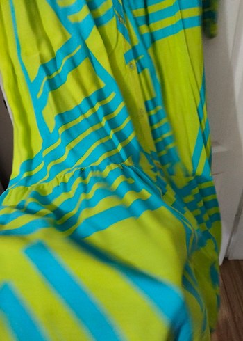 Uzun Kollu Düğmeli Bohem Elbise - Görsel 4