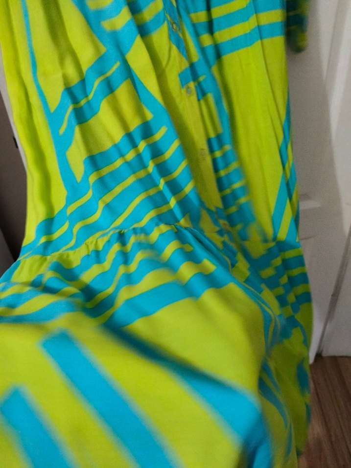 Uzun Kollu Düğmeli Bohem Elbise - Görsel 4