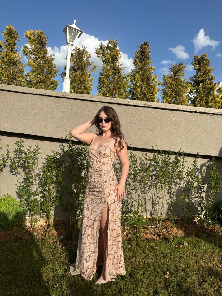 Pudra Pullu Abiye Elbise - Görsel 2