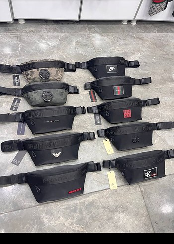 Hugo Boss Baskılı Siyah Bel Detaylı Çapraz Çanta