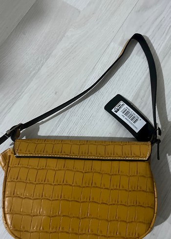 Hardal Yılan Desenli Deri Kadın Çanta - Görsel 4