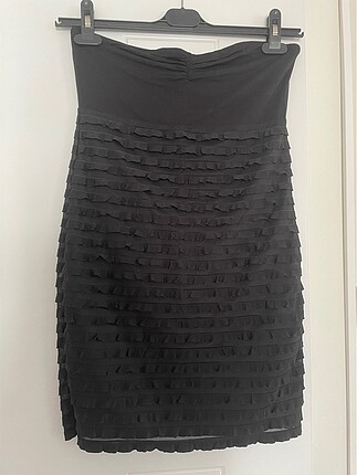 H&M Siyah staplez elbise M/38 Beden