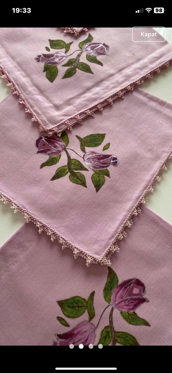 Nakışlı Pembe servis peçeteleri - Görsel 2