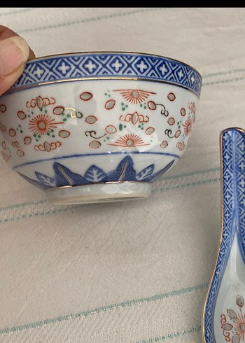 Nakış desenli mavi kase ve kaşık - Görsel 3