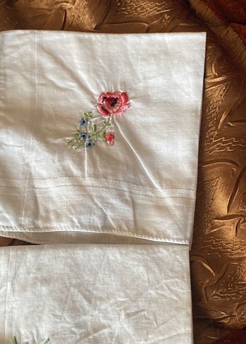 Nakışlı Vintage kadın Mendilleri Beyaz - Görsel 4