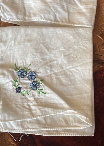 Nakışlı Vintage kadın Mendilleri Beyaz - Görsel 3