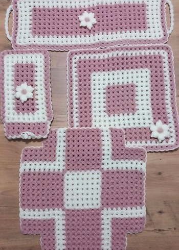 Mor ve Pembe El Örgüsü Banyo Süngeri Seti - Görsel 2