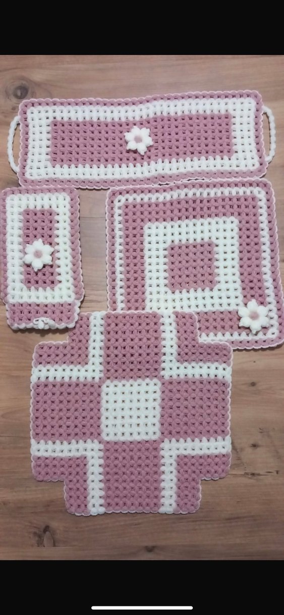 Mor ve Pembe El Örgüsü Banyo Süngeri Seti - Görsel 2