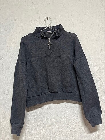 H&M Gri fermuarlı sweatshirt