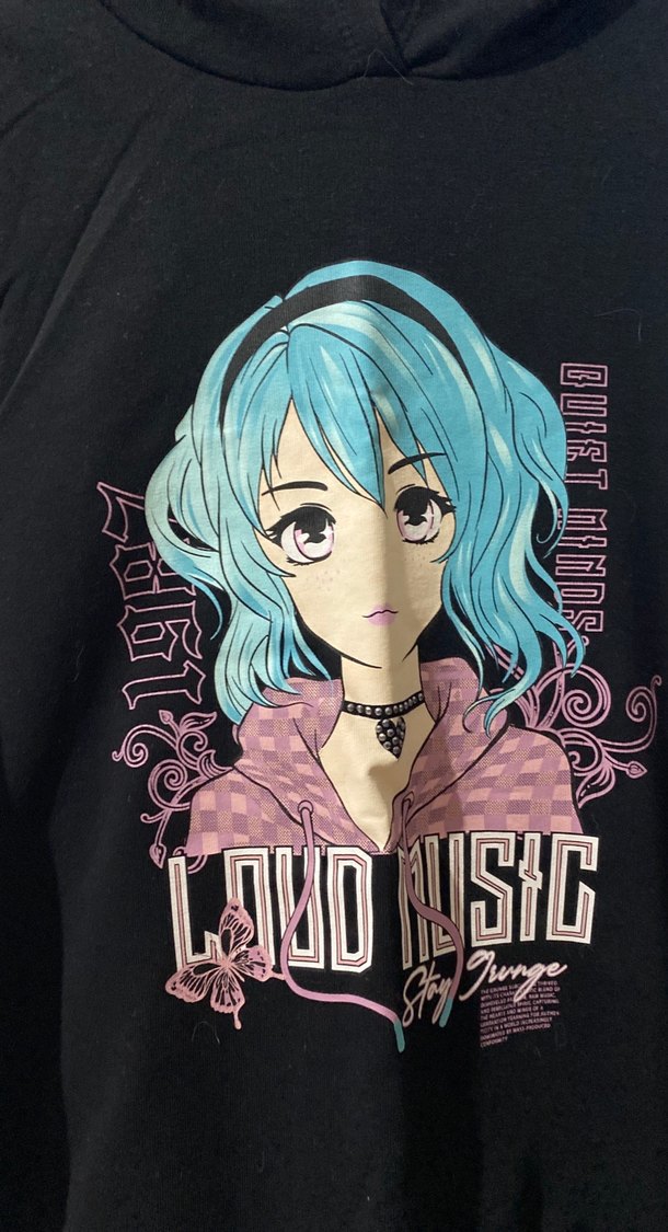 Kız Çocuk Siyah Kapüşonlu Sweatshirt - Görsel 3