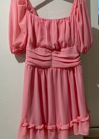 Pembe Fırfırlı Mini Elbise - Görsel 3