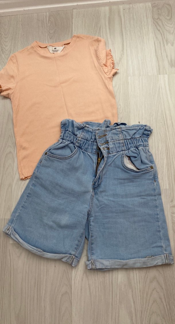 Kadın Mavi Bel Detaylı Kot Şort - Görsel 2