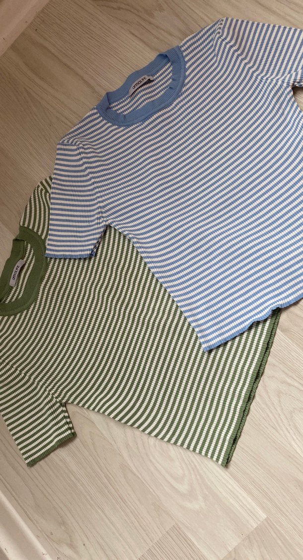 Mavi Çizgili Kısa Kollu Tişört - Görsel 3