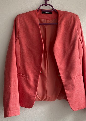 Düğmeli Pembe Kadın Blazer Ceket - Görsel 5