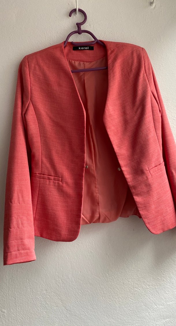 Düğmeli Pembe Kadın Blazer Ceket - Görsel 2