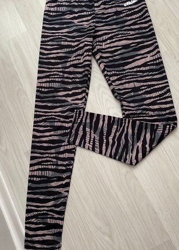 Zebra Desenli Pembe Gri Spor Tayt - Görsel 2