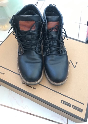 Siyah Deri Bağcıklı Erkek Bot - Görsel 3