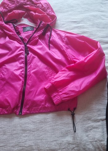 Pembe Kapüşonlu Fermuarlı Kadın Ceket - Görsel 2