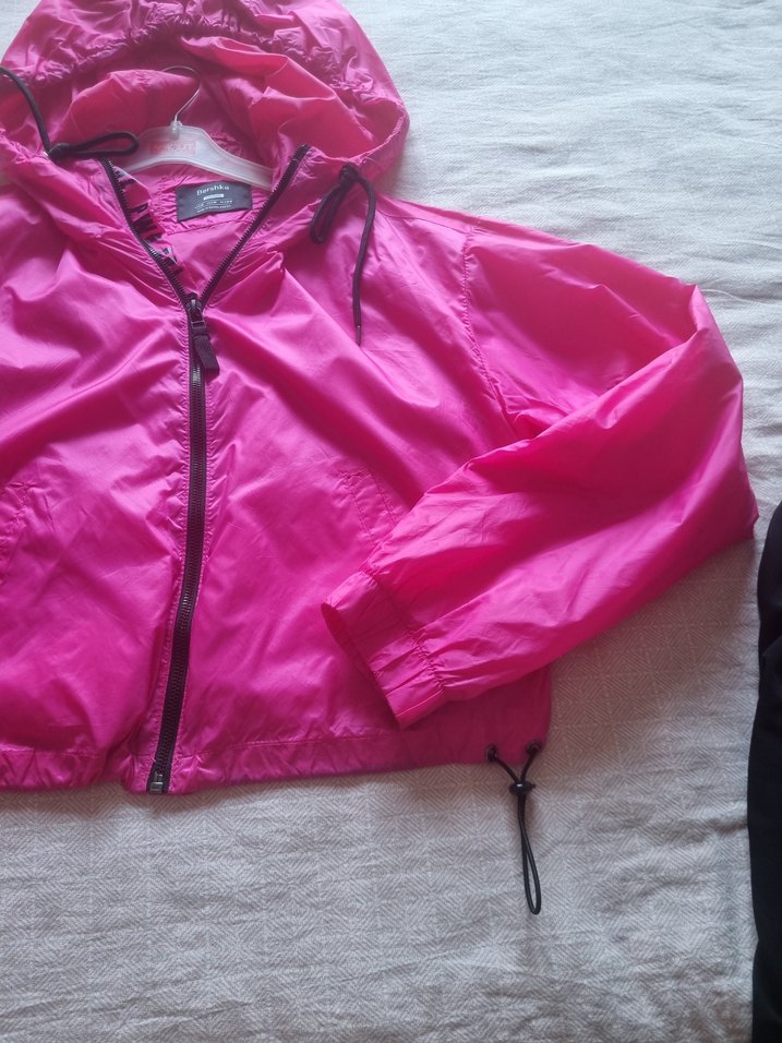 Pembe Kapüşonlu Fermuarlı Kadın Ceket - Görsel 2