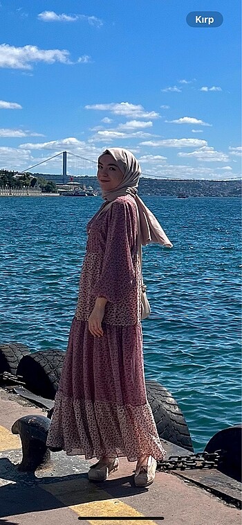 36 Beden Benin Modanisa Pembe Astarlı Şifon Elbise