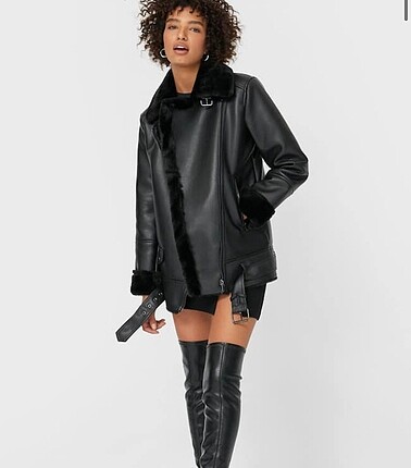 Stradivarius Suni Deri Biker Ceket