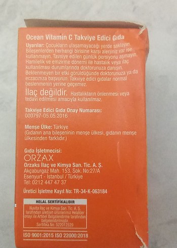ORZAX Ocean Vitamin C 1000 mg 30 Tablet - Görsel 3