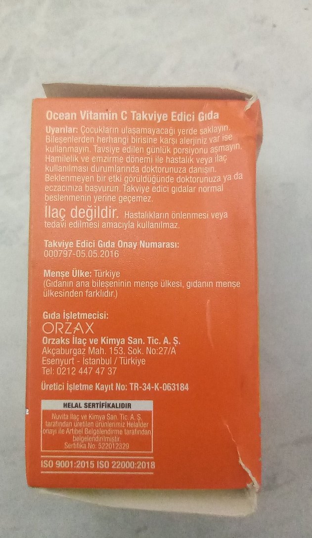 ORZAX Ocean Vitamin C 1000 mg 30 Tablet - Görsel 3