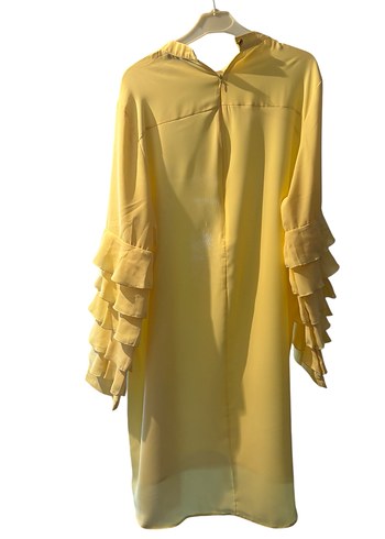 Sarı Uzun Kollu Fırfırlı Kadın Tunik - Görsel 2