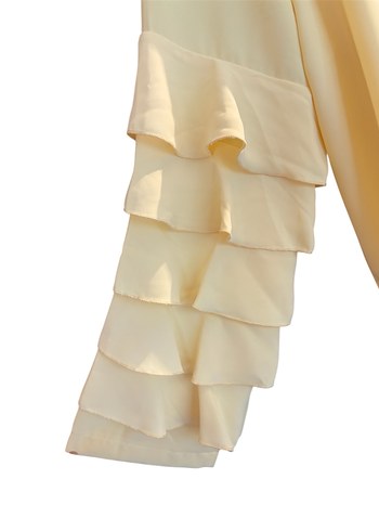 Sarı Uzun Kollu Fırfırlı Kadın Tunik - Görsel 5