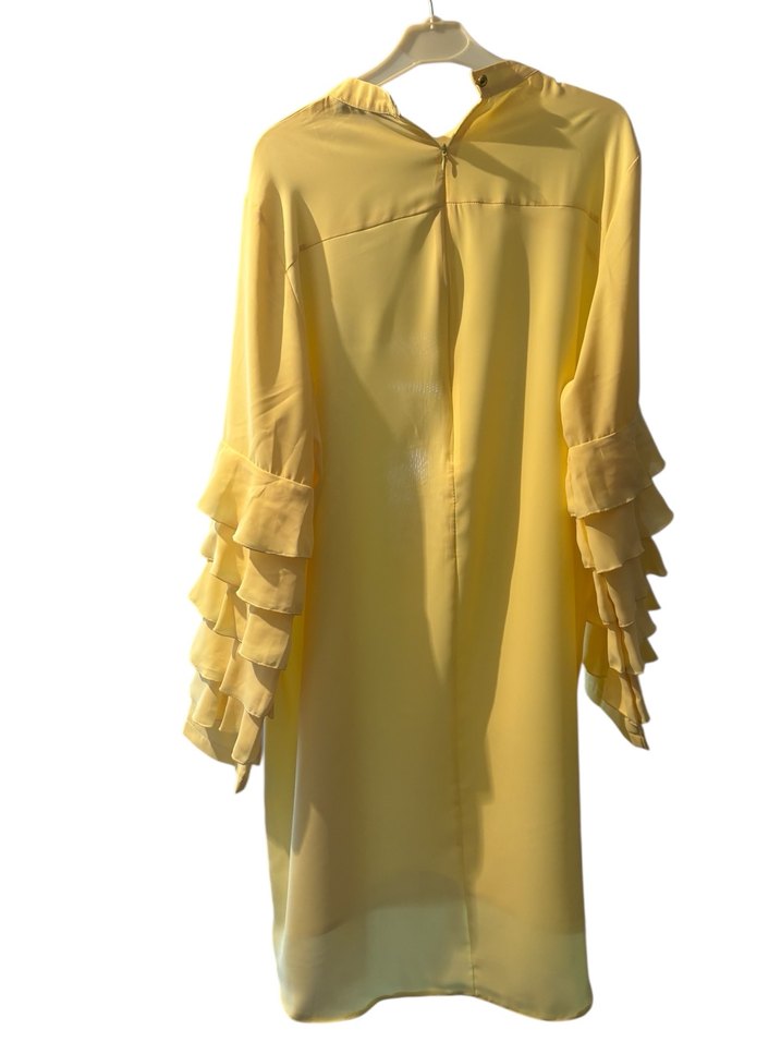 Sarı Uzun Kollu Fırfırlı Kadın Tunik - Görsel 2