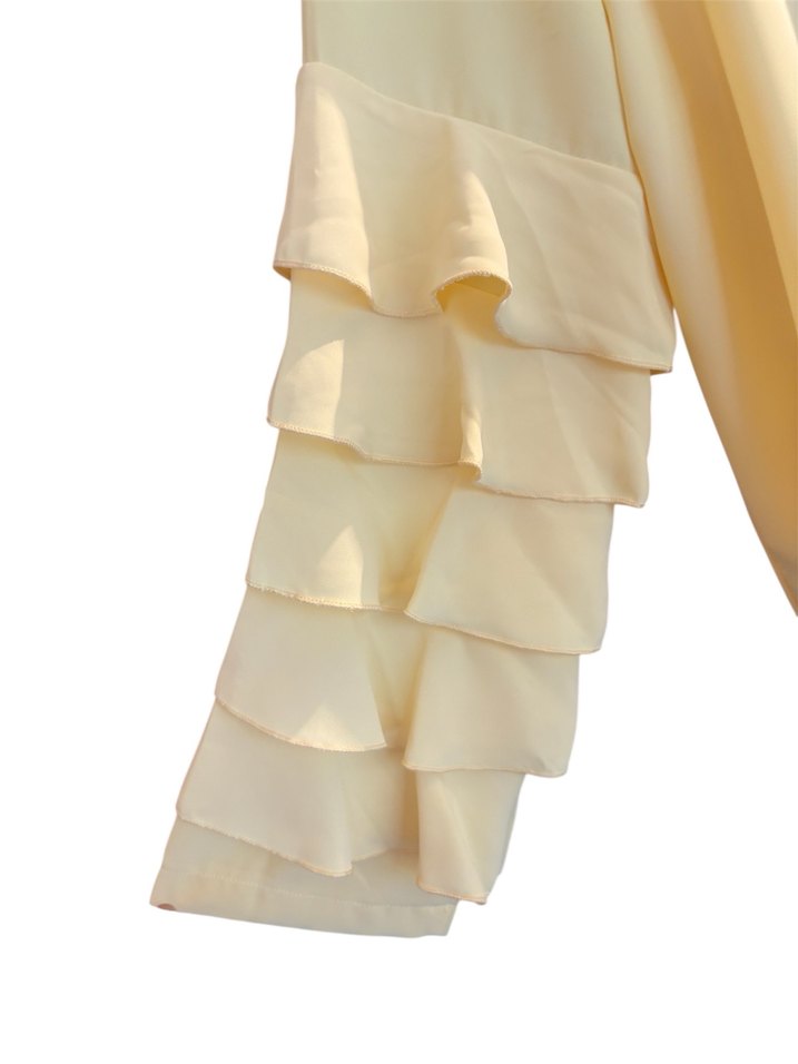 Sarı Uzun Kollu Fırfırlı Kadın Tunik - Görsel 5