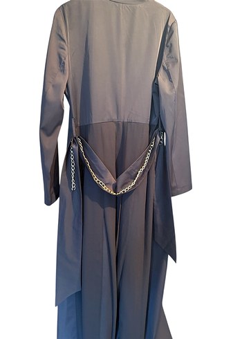 Düğmeli Uzun Kesim siyah Kadın pardesü - Görsel 3