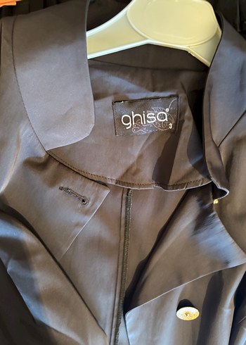 Düğmeli Uzun Kesim siyah Kadın pardesü - Görsel 5