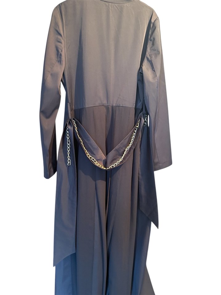 Düğmeli Uzun Kesim siyah Kadın pardesü - Görsel 3