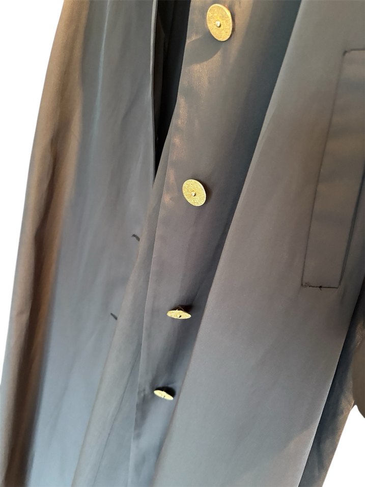 Düğmeli Uzun Kesim siyah Kadın pardesü - Görsel 2