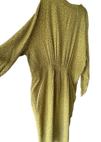 Yeşil Bağlamalı V Yaka çiçekli Uzun  Elbise - Görsel 4