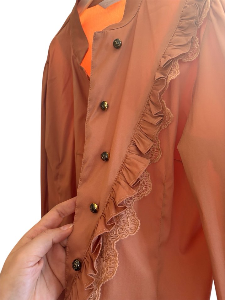 Dantelli Uzun Kollu Kadın Gömlek - Görsel 2