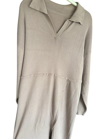 Bej Uzun Kollu triko  Elbise - Görsel 2