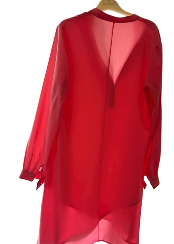 Nar çiçeği Uzun Kollu V Yakalı Kadın Tunik - Görsel 3